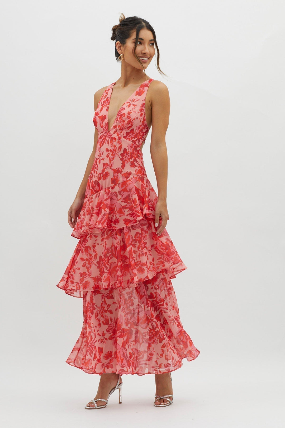 Morgan & Brooke | Ivory Floral Shift Midi Dress