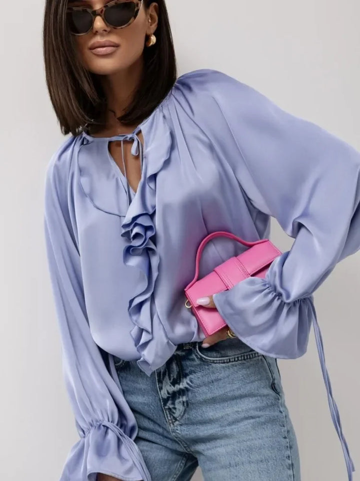 Morgan & Brooke | Ruffled Satin Blouse