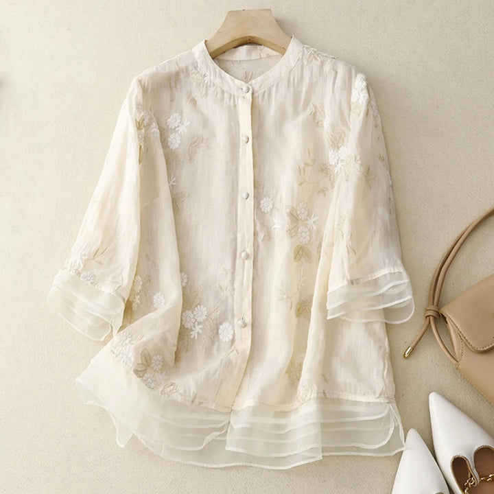 Morgan & Brooke | Relaxed Fit Button-Up Cotton Blouse