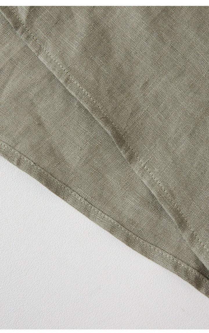 Morgan & Brooke | Natural Cropped Button-Up Linen Overshirt