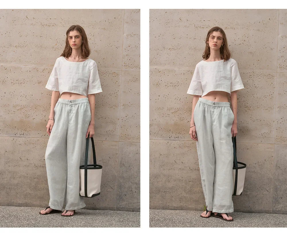 Morgan & Brooke | Boxy Cropped Linen Top