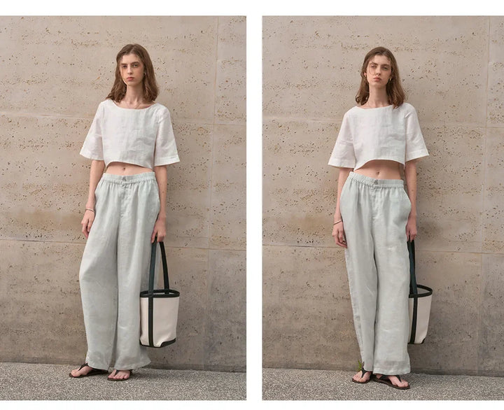 Morgan & Brooke | Boxy Cropped Linen Top