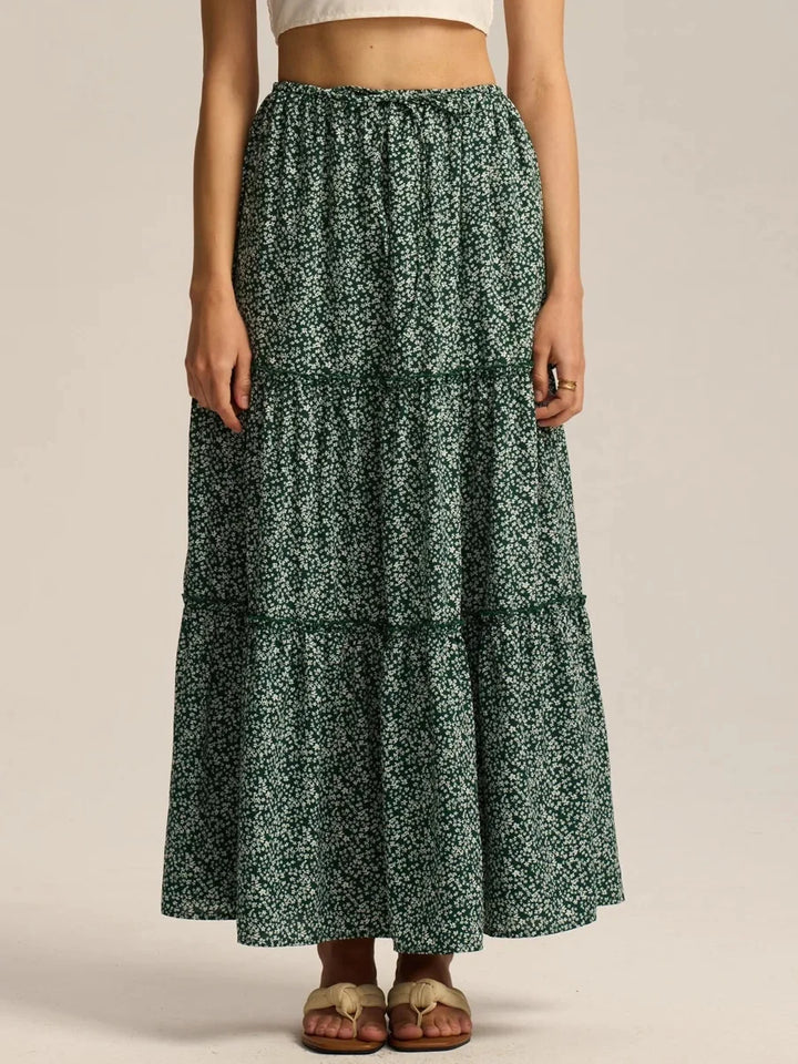 Morgan & Brooke | Printed Tiered Lightweight Maxi Skirt