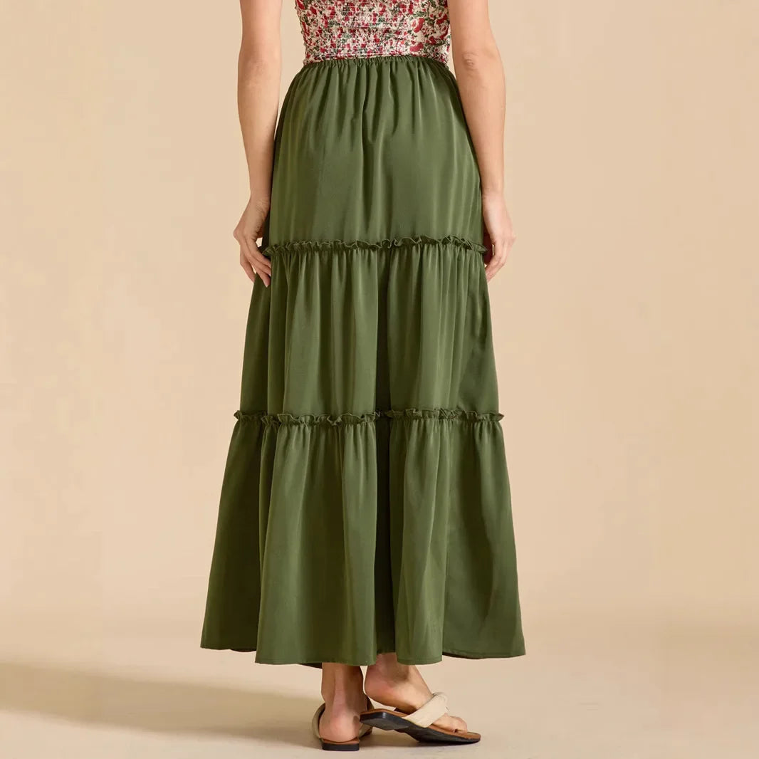 Morgan & Brooke | Printed Tiered Lightweight Maxi Skirt