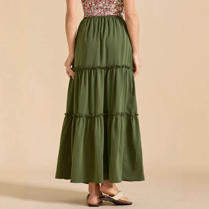 Morgan & Brooke | Printed Tiered Lightweight Maxi Skirt