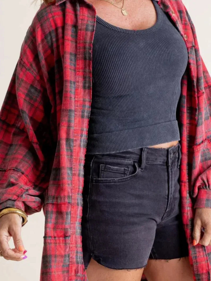 Morgan & Brooke | Green Plaid Button-Up Flannel Shirt