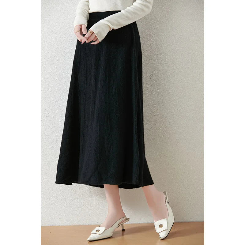 Morgan & Brooke | High-Waist Ribbed Merino Knit Skirt