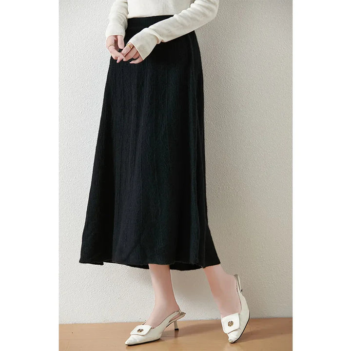 Morgan & Brooke | High-Waist Ribbed Merino Knit Skirt
