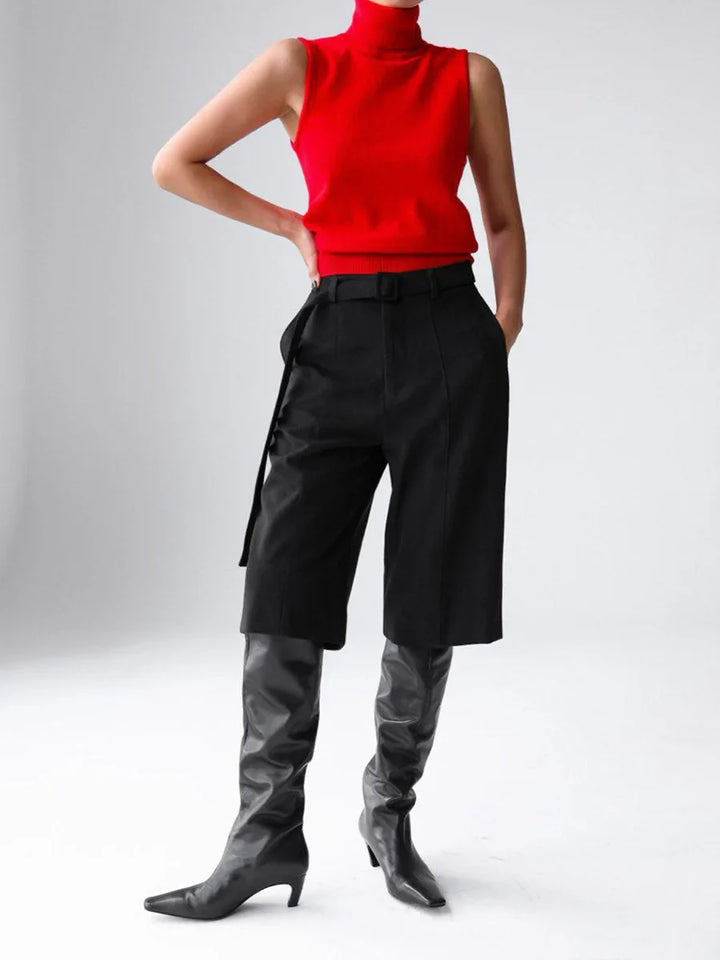 Morgan & Brooke | High-Neck Ribbed Knit Vest