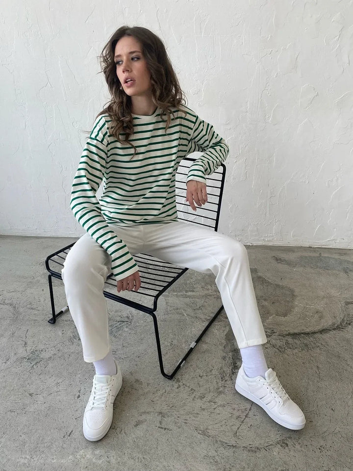 Morgan & Brooke | Navy & White Striped Cotton Shirt