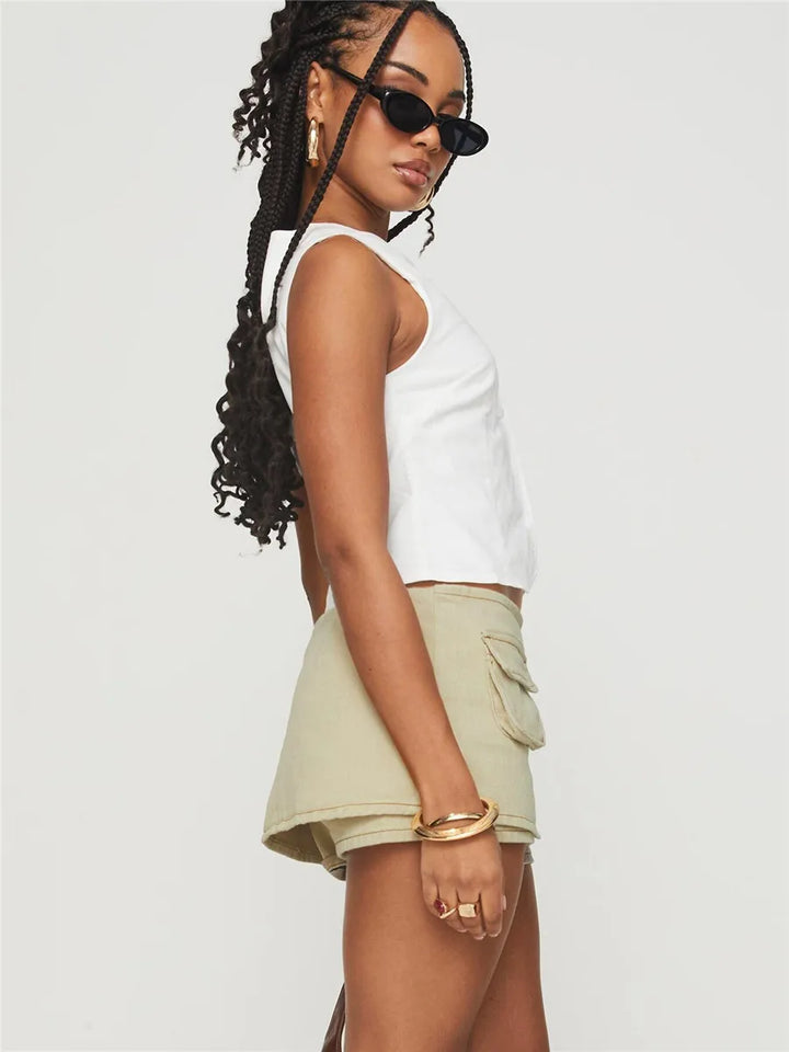 Morgan & Brooke | Black Mini Patch-Pocket Skirt