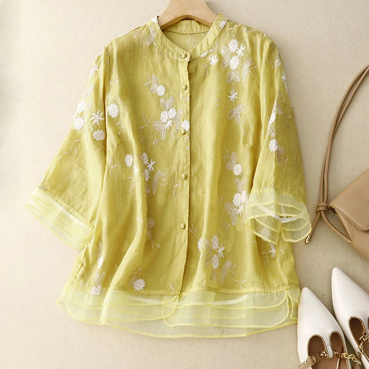 Morgan & Brooke | Relaxed Fit Button-Up Cotton Blouse
