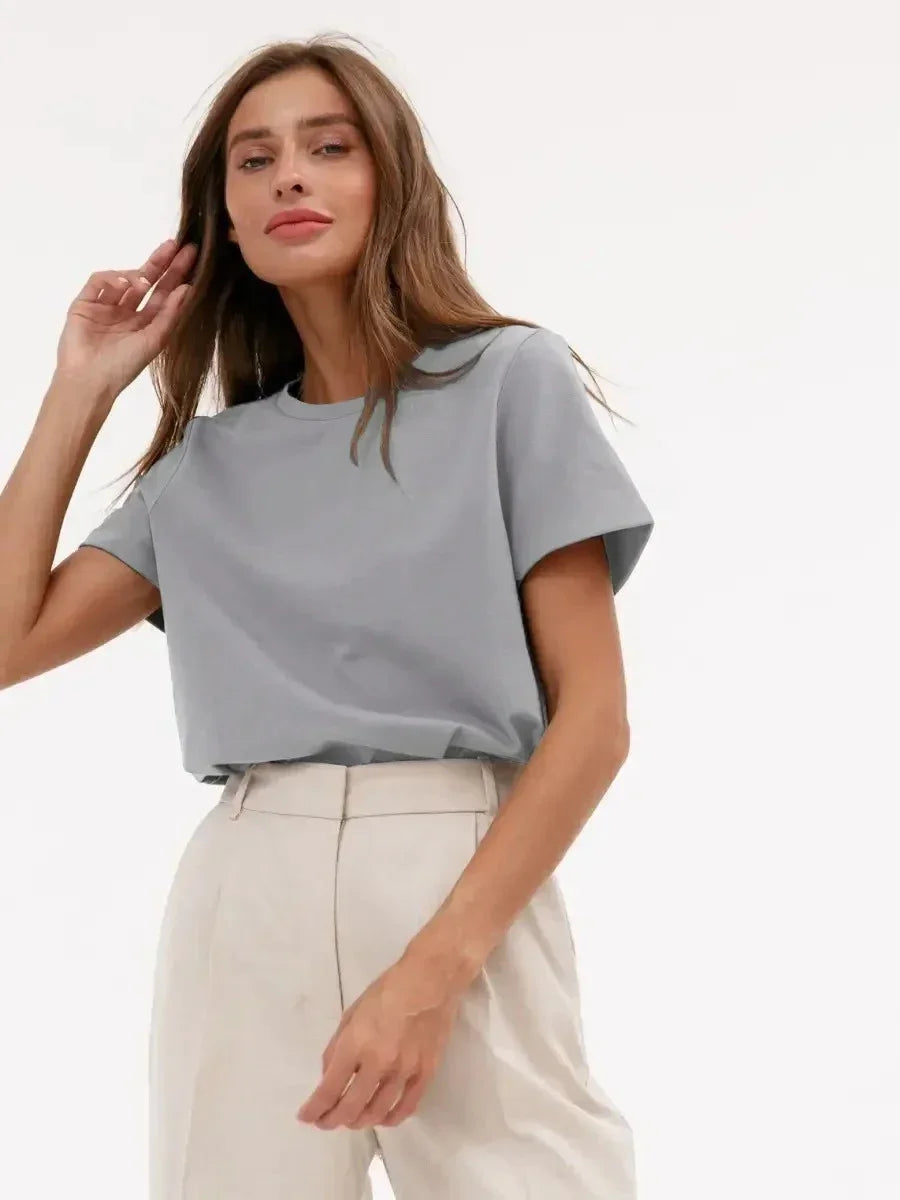 Morgan & Brooke | Short-Sleeve Crew Neck 100% Cotton Tee