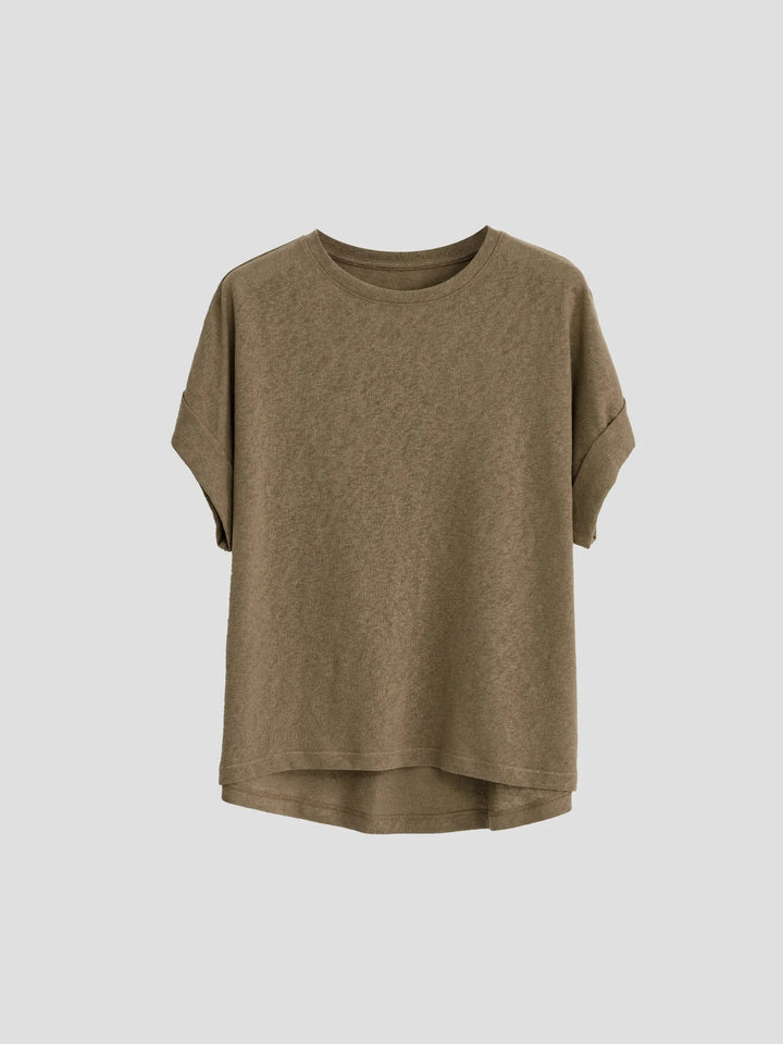 Morgan & Brooke | White Rolled-Cuff Oversized Cotton Tee