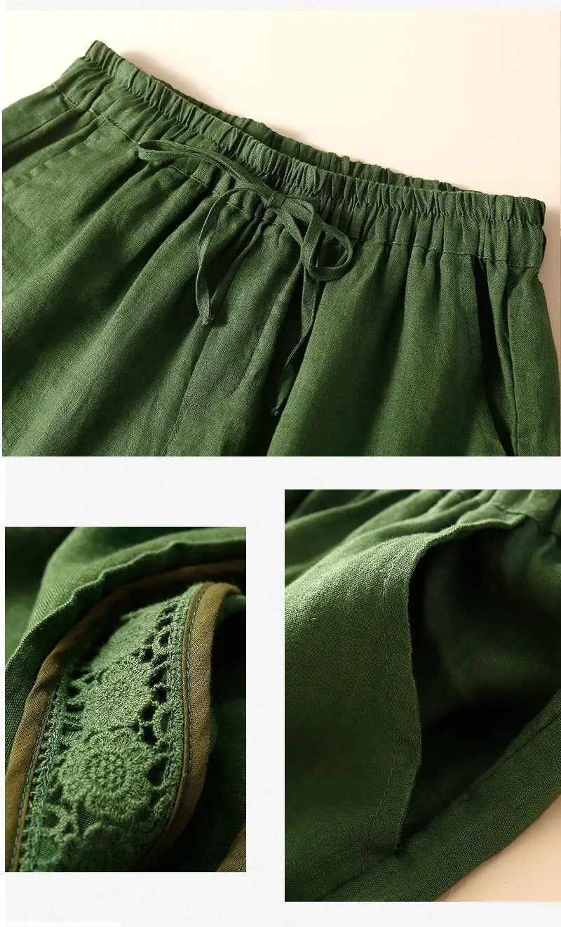 Morgan & Brooke | Embroidered Linen Shorts