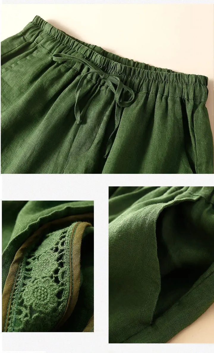 Morgan & Brooke | Embroidered Linen Shorts