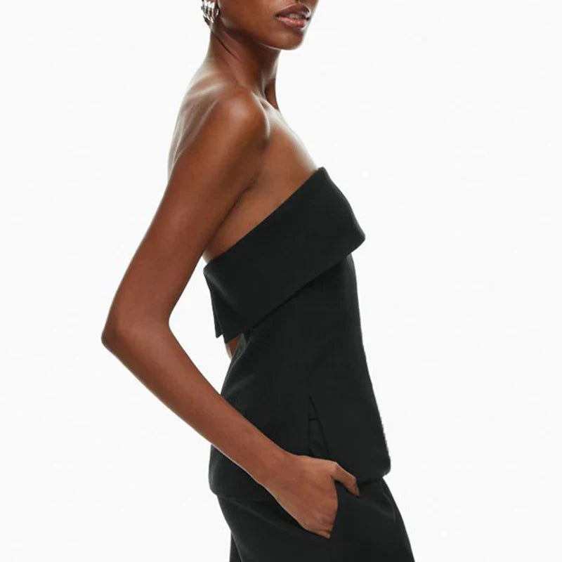 Morgan & Brooke | Strapless Cropped Linen Top