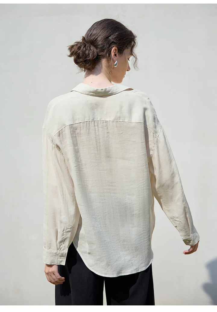 Morgan & Brooke | Natural Relaxed-Fit Button-Up Ramie Shirt
