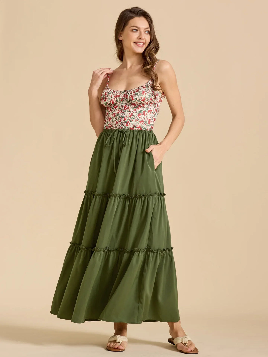 Morgan & Brooke | Printed Tiered Lightweight Maxi Skirt