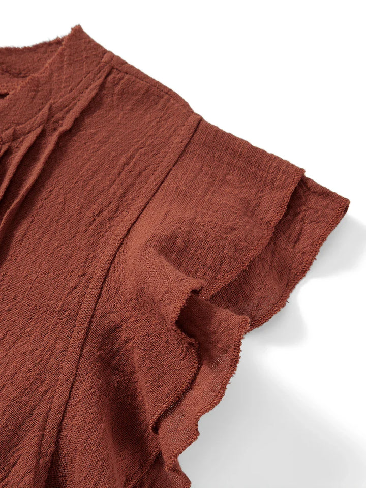 Morgan & Brooke | Ruffle-Front Gauze Cropped Top