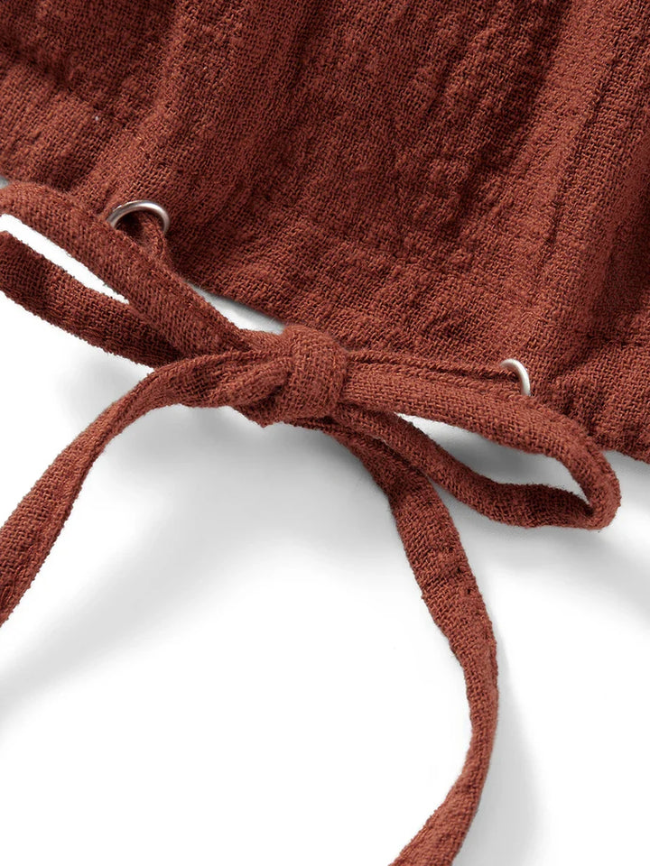 Morgan & Brooke | Ruffle-Front Gauze Cropped Top