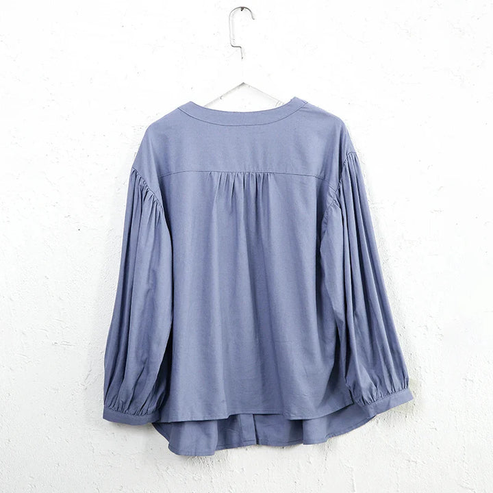 Morgan & Brooke | Gathered Lantern-Sleeve Relaxed-Fit Cotton Blouse