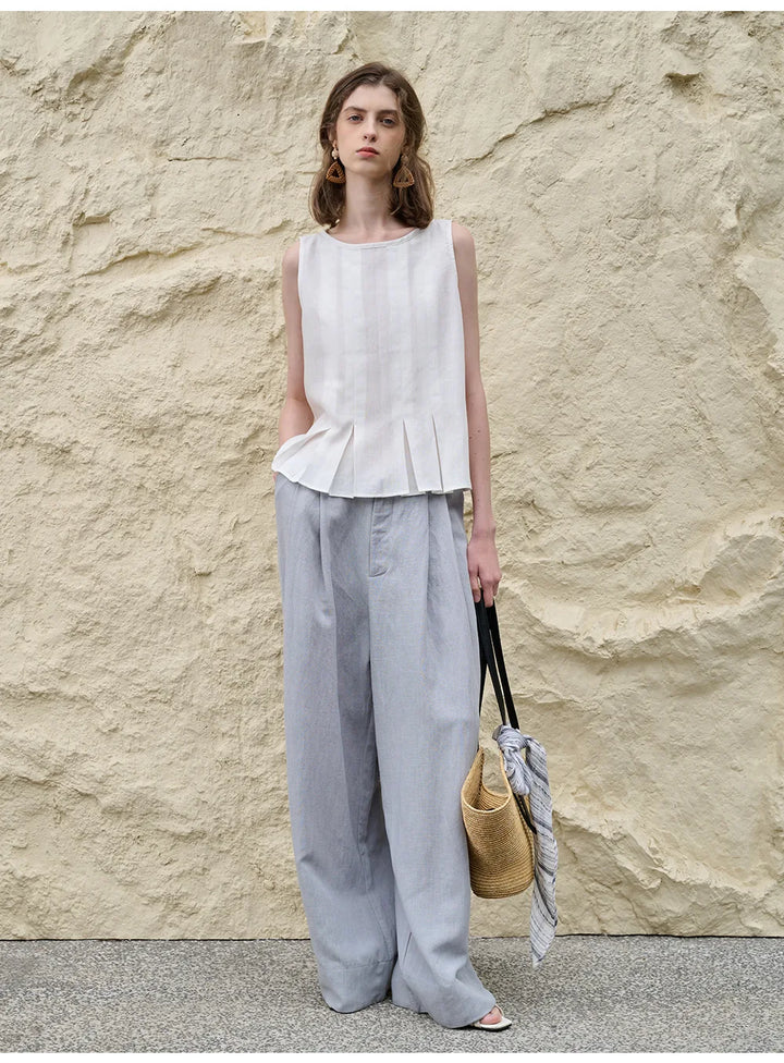 Morgan & Brooke | Pleated Hem Linen Top