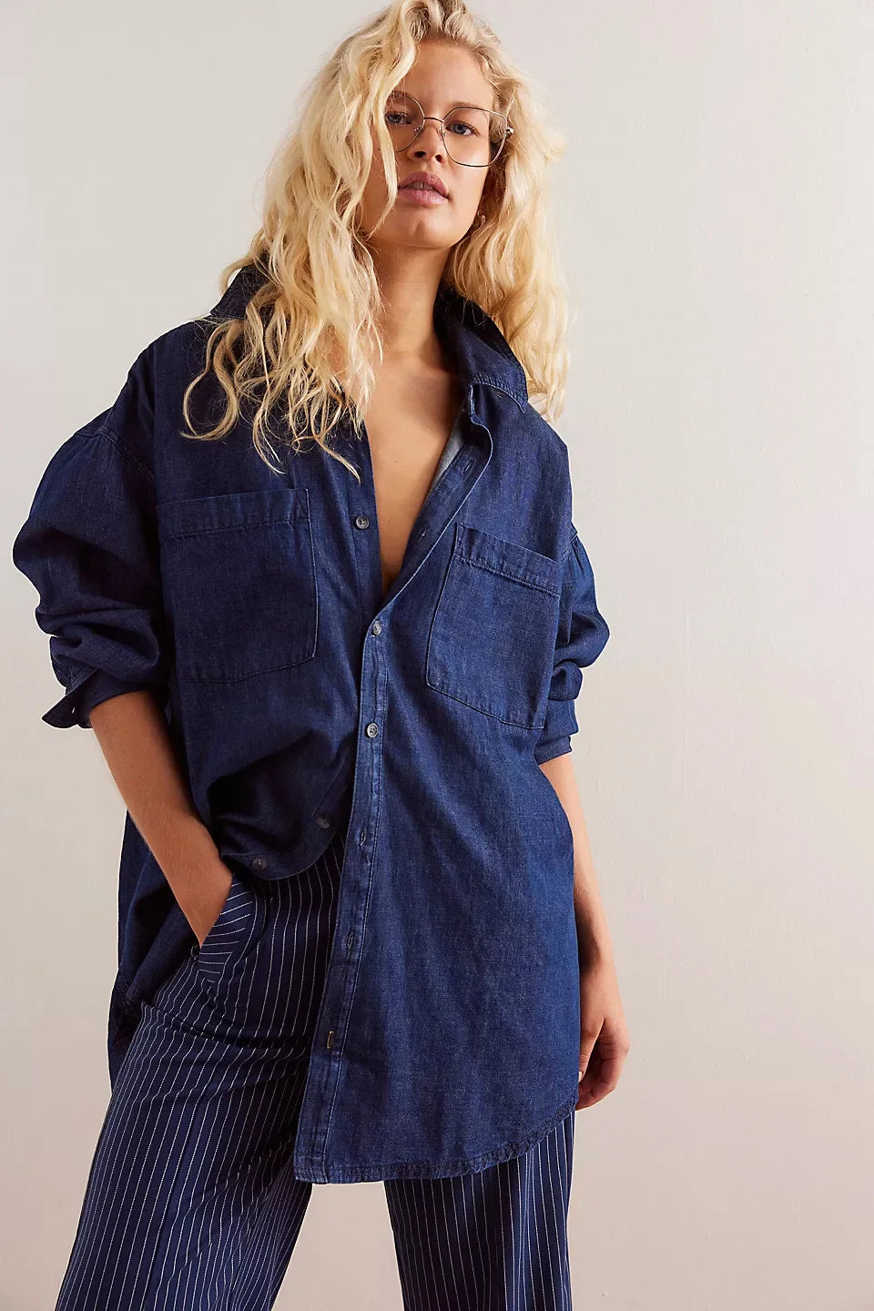 Morgan & Brooke | Light Blue Washed Boxy Denim Overshirt