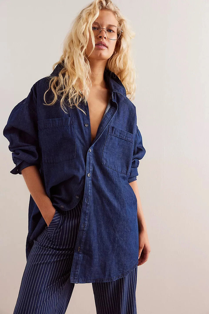 Morgan & Brooke | Light Blue Washed Boxy Denim Overshirt