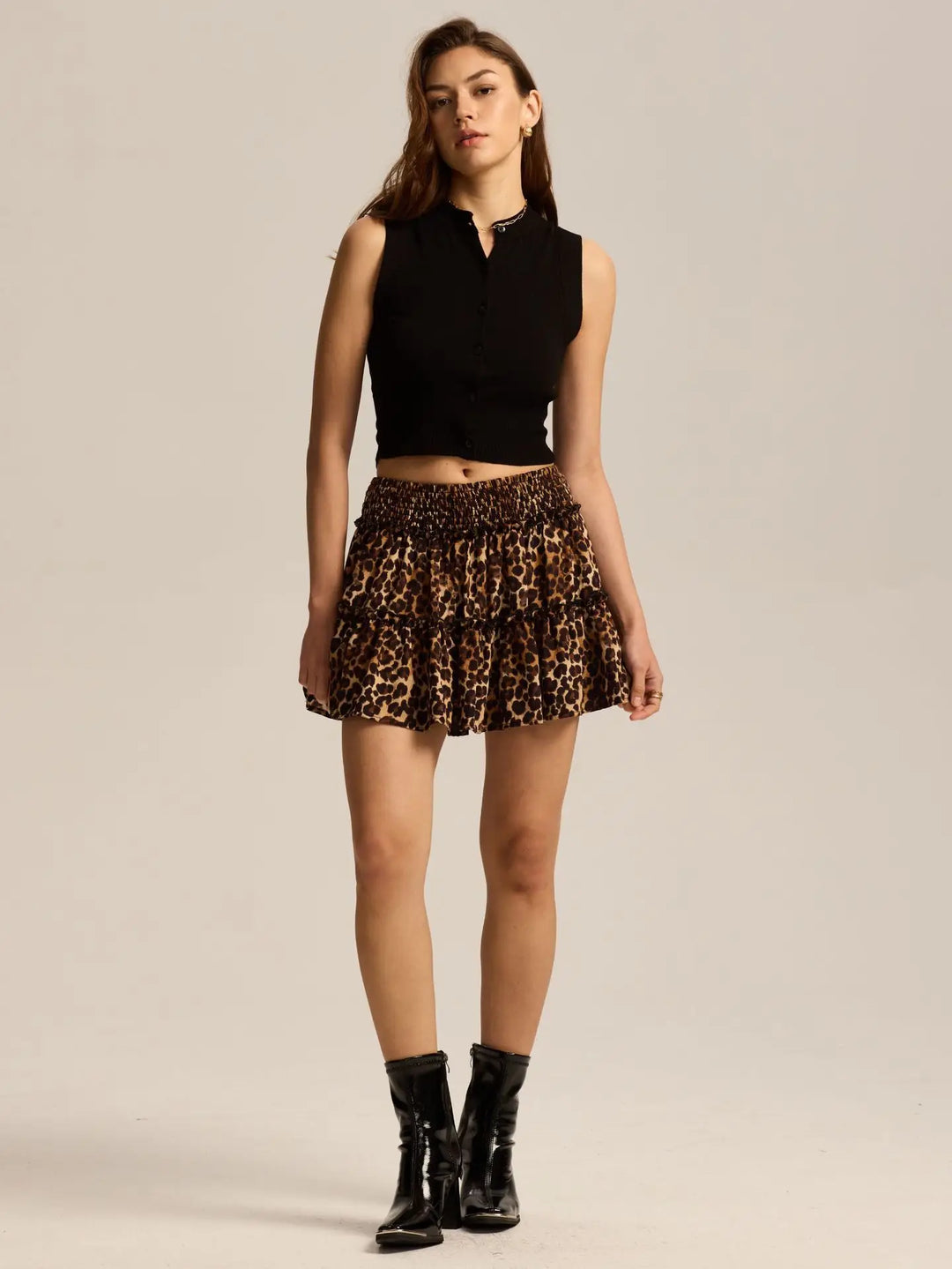 Morgan & Brooke | Leopard Print Tiered Ruffle Skirt
