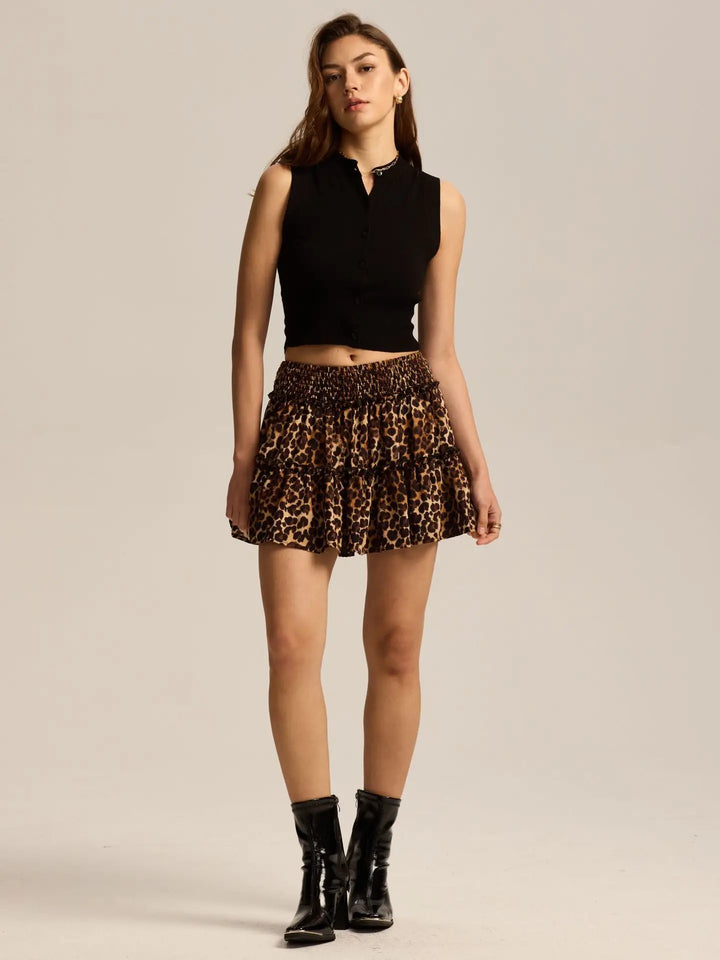 Morgan & Brooke | Leopard Print Tiered Ruffle Skirt