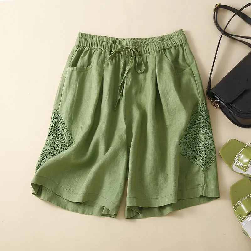 Morgan & Brooke | Ruffled Hem Linen Shorts