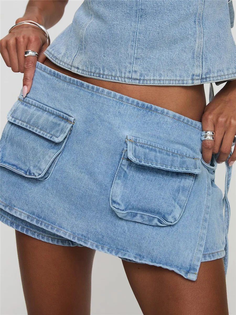 Morgan & Brooke | Black Mini Patch-Pocket Skirt