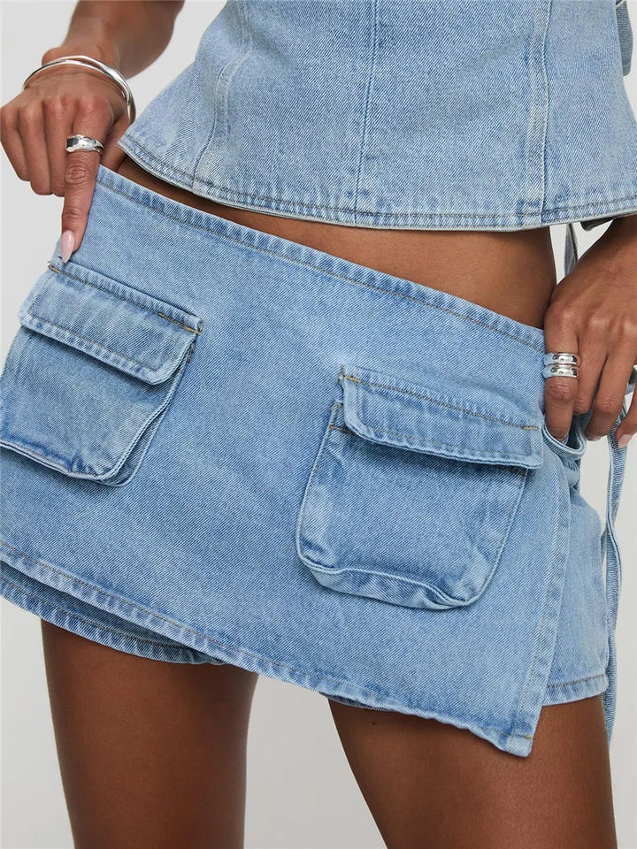 Morgan & Brooke | Black Mini Patch-Pocket Skirt