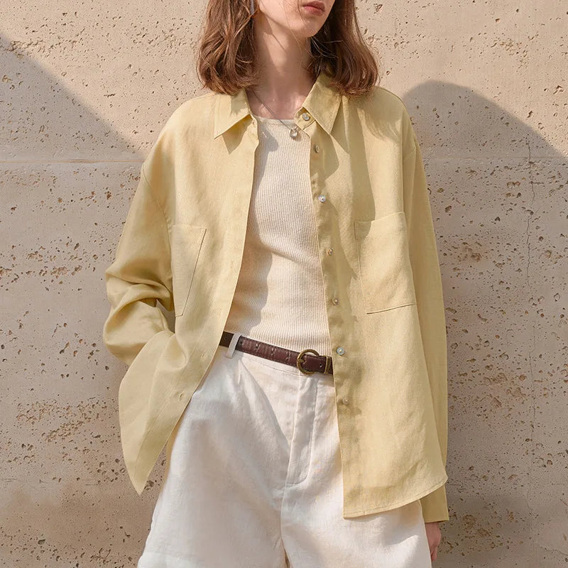 Morgan & Brooke | Oversized Patch-Pocket Linen Shirt