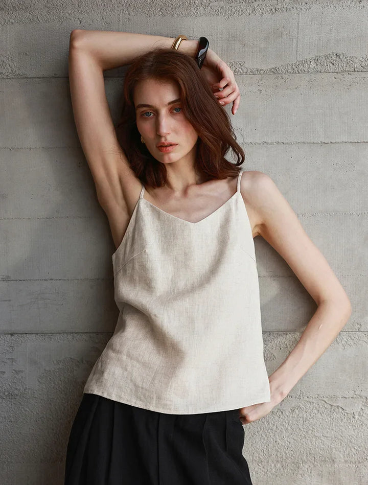 Morgan & Brooke | V-Neck Linen Camisole Top
