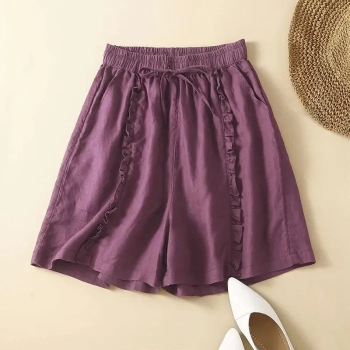 Morgan & Brooke | Ruffled Hem Linen Shorts