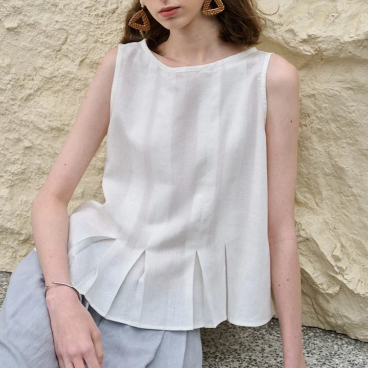 Morgan & Brooke | Pleated Hem Linen Top