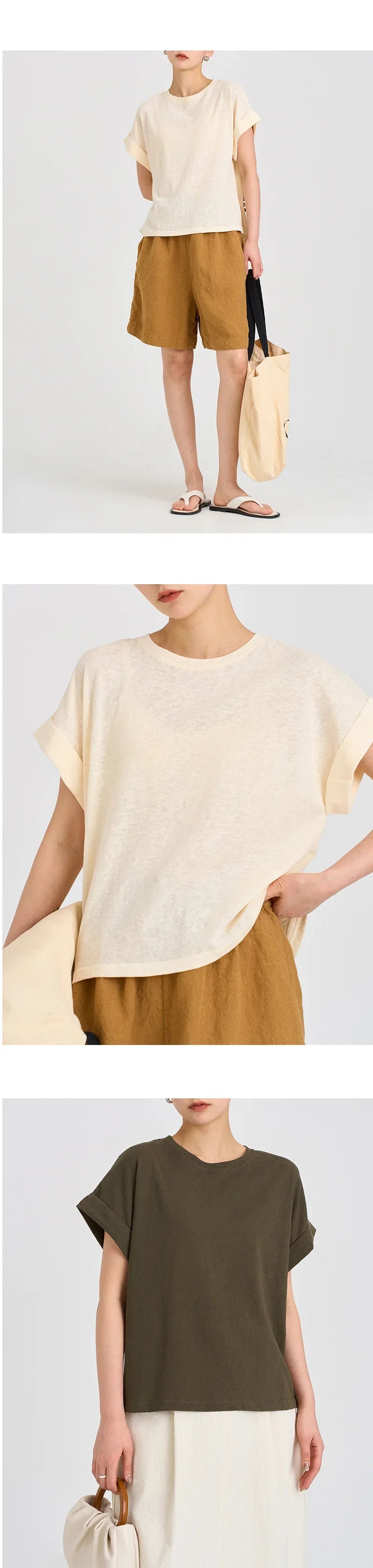 Morgan & Brooke | White Rolled-Cuff Oversized Cotton Tee