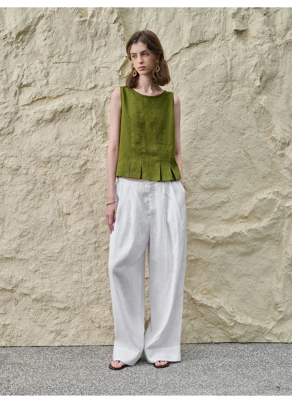 Morgan & Brooke | Pleated Hem Linen Top