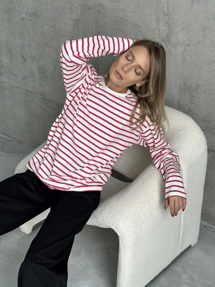 Morgan & Brooke | Navy & White Striped Cotton Shirt