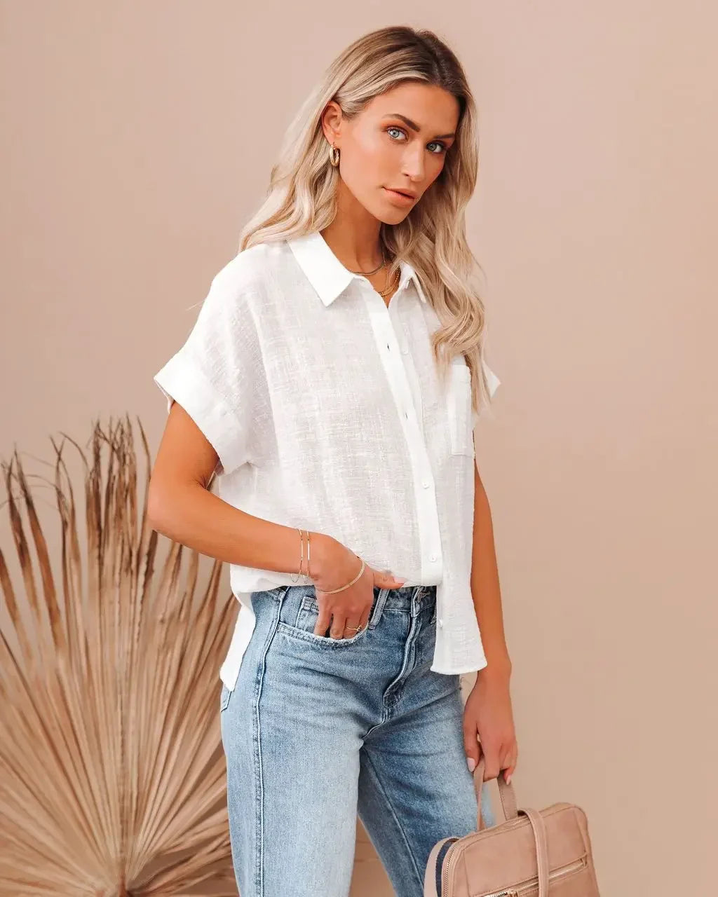 Morgan & Brooke | Ivory Button-Up Blouse