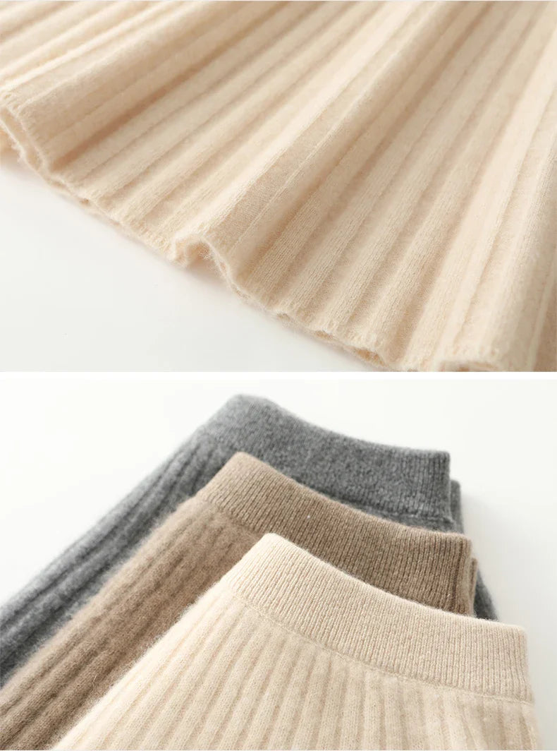 Morgan & Brooke | Charcoal A-Line Knit Merino Wool Skirt