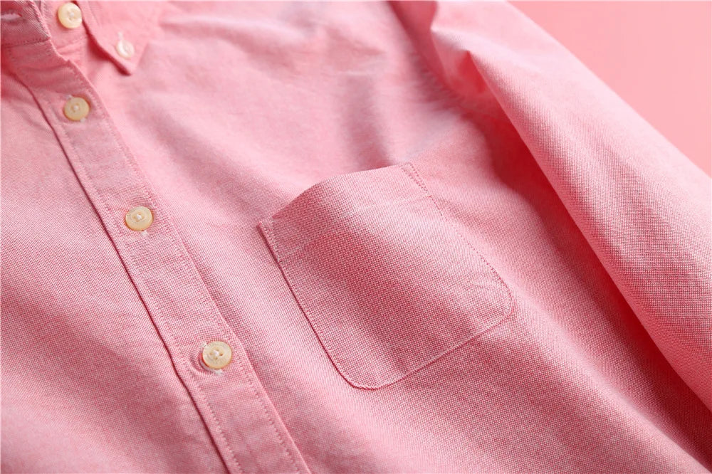 Morgan & Brooke | Pastel Tailored Button-Up Oxford Cotton Blouse