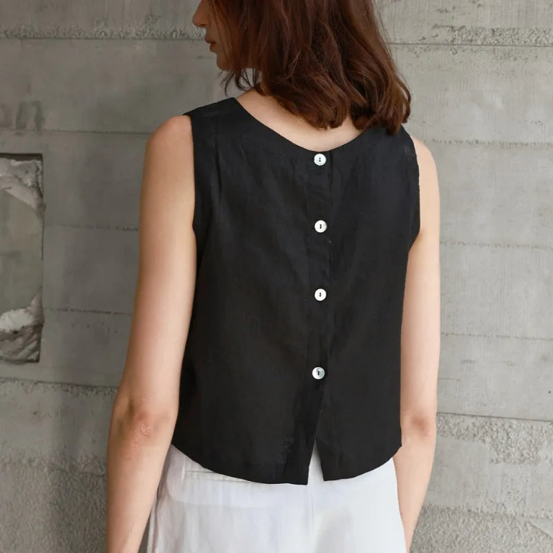 Morgan & Brooke | Reversible Cropped Linen Top