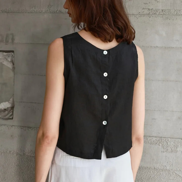 Morgan & Brooke | Reversible Cropped Linen Top