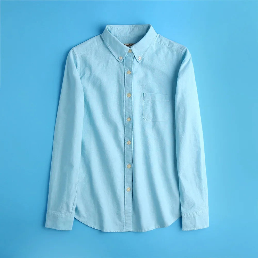 Morgan & Brooke | Pastel Tailored Button-Up Oxford Cotton Blouse