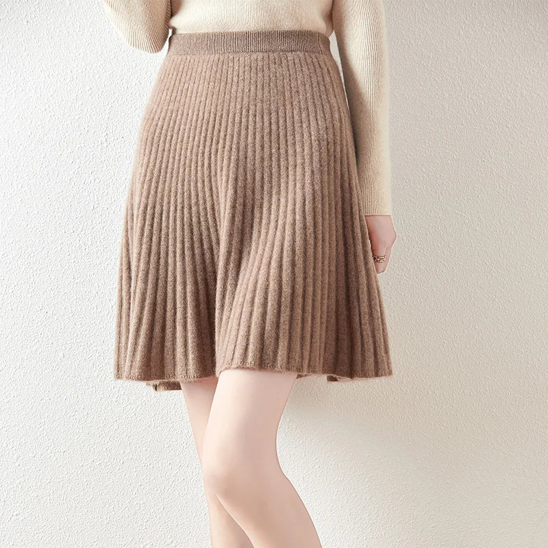 Morgan & Brooke | Charcoal A-Line Knit Merino Wool Skirt