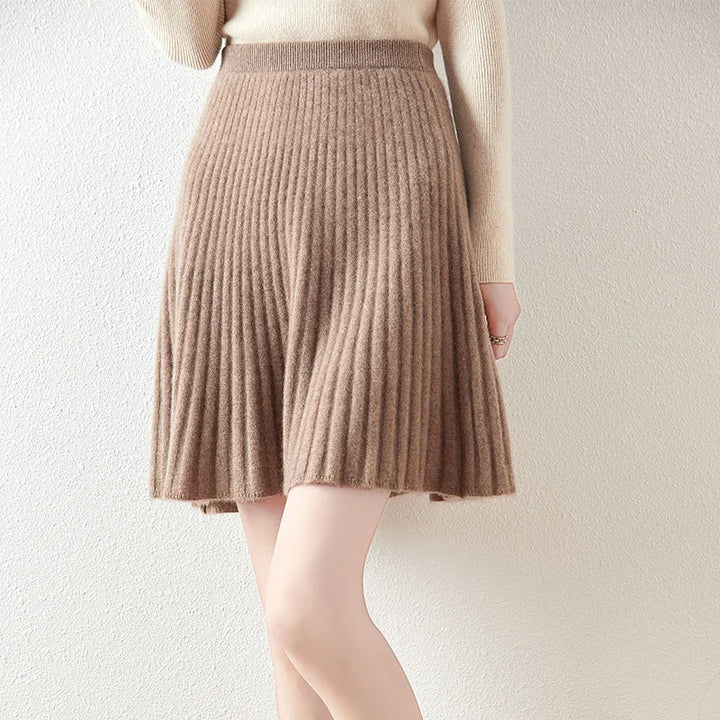 Morgan & Brooke | Charcoal A-Line Knit Merino Wool Skirt