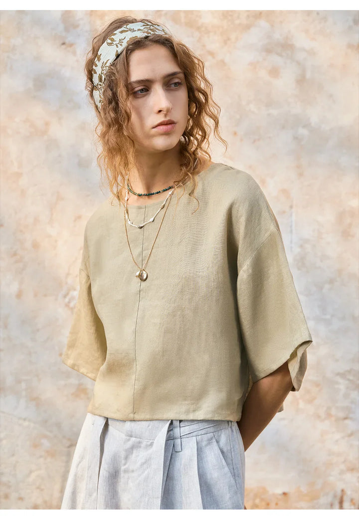 Morgan & Brooke | Flared Sleeve Linen Pullover
